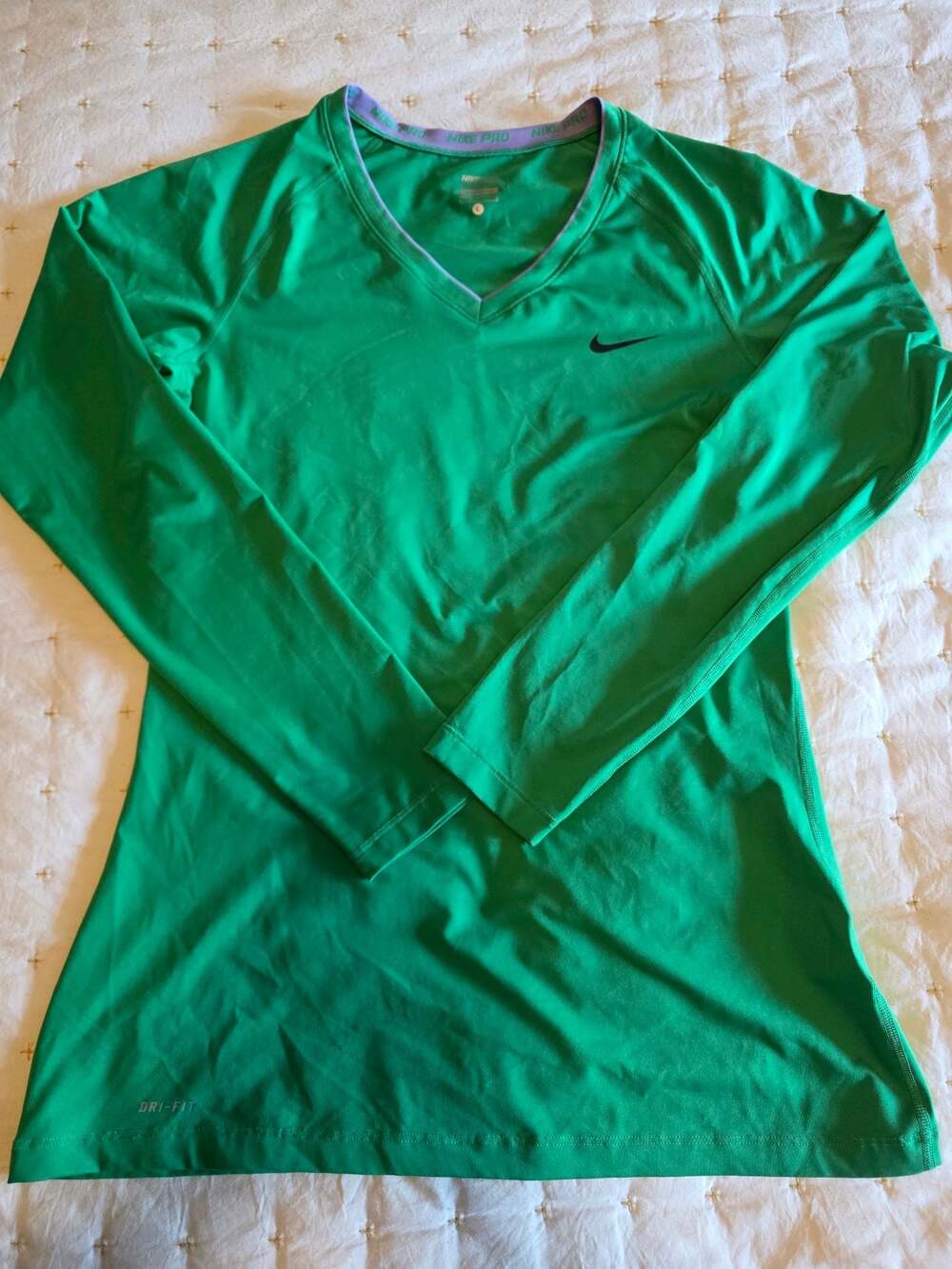 Nike Pro Women's Dri-Fit Long Sleeve V-Neck Training Top, Green